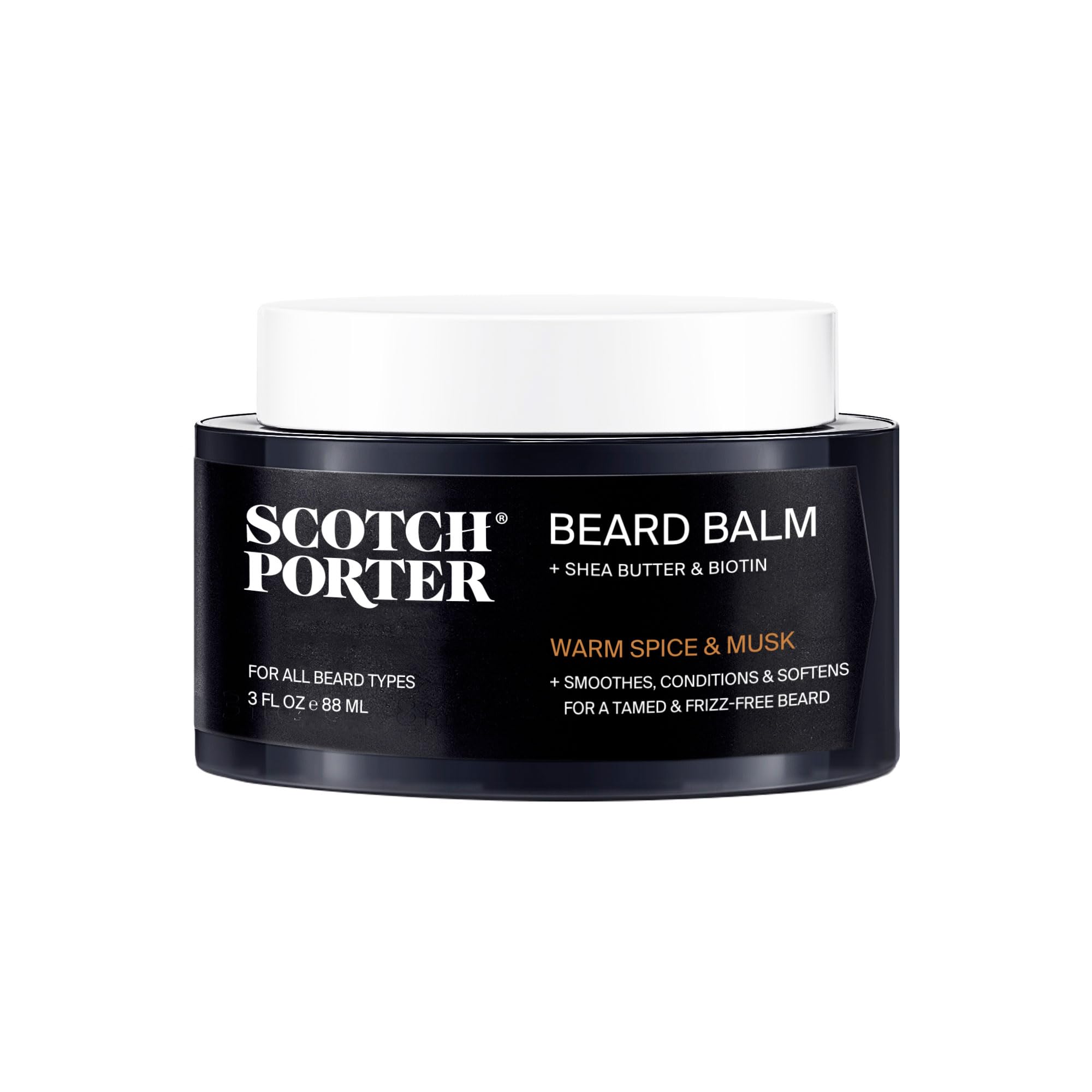 Baume Scotch Porter pour barbe – la bouteille prête à hydrater et lisser les poils.