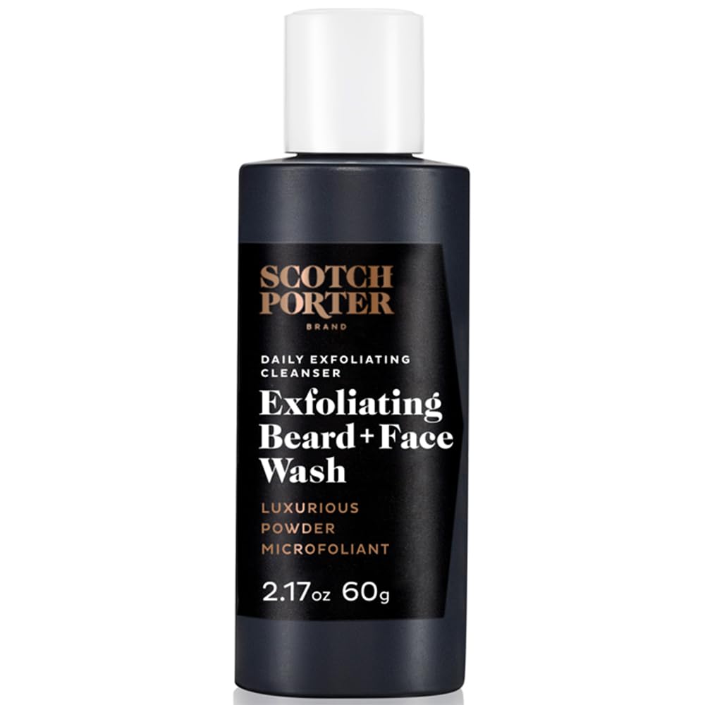 Scotch Porter exfoliant poudre barbe et visage, exfolie en douceur pour peau nette.