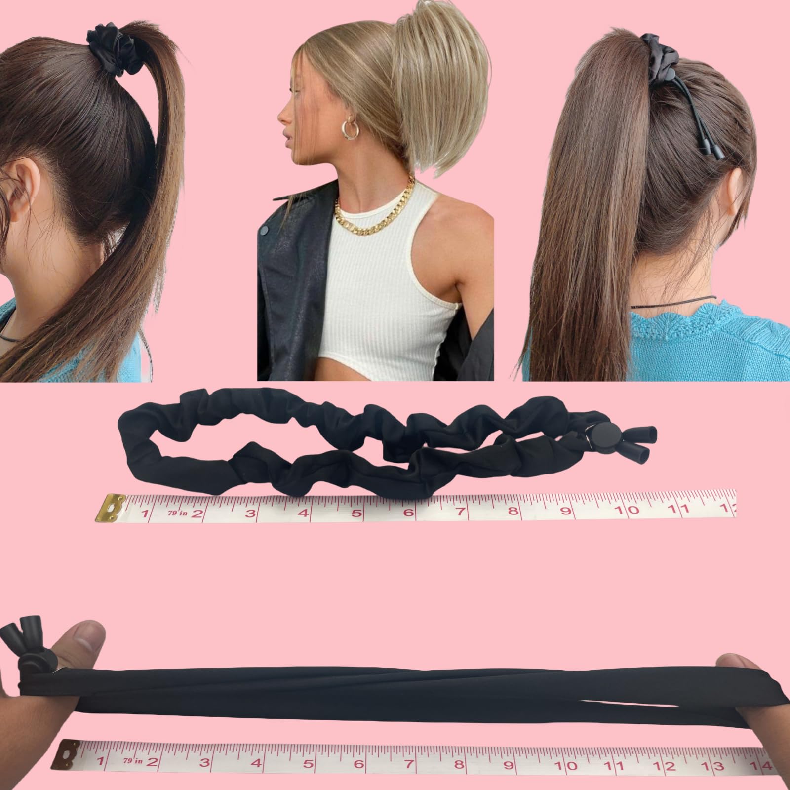 Scrunchie satin 2pieces queue-de-cheval: facilite un chignon élégant sans douleur