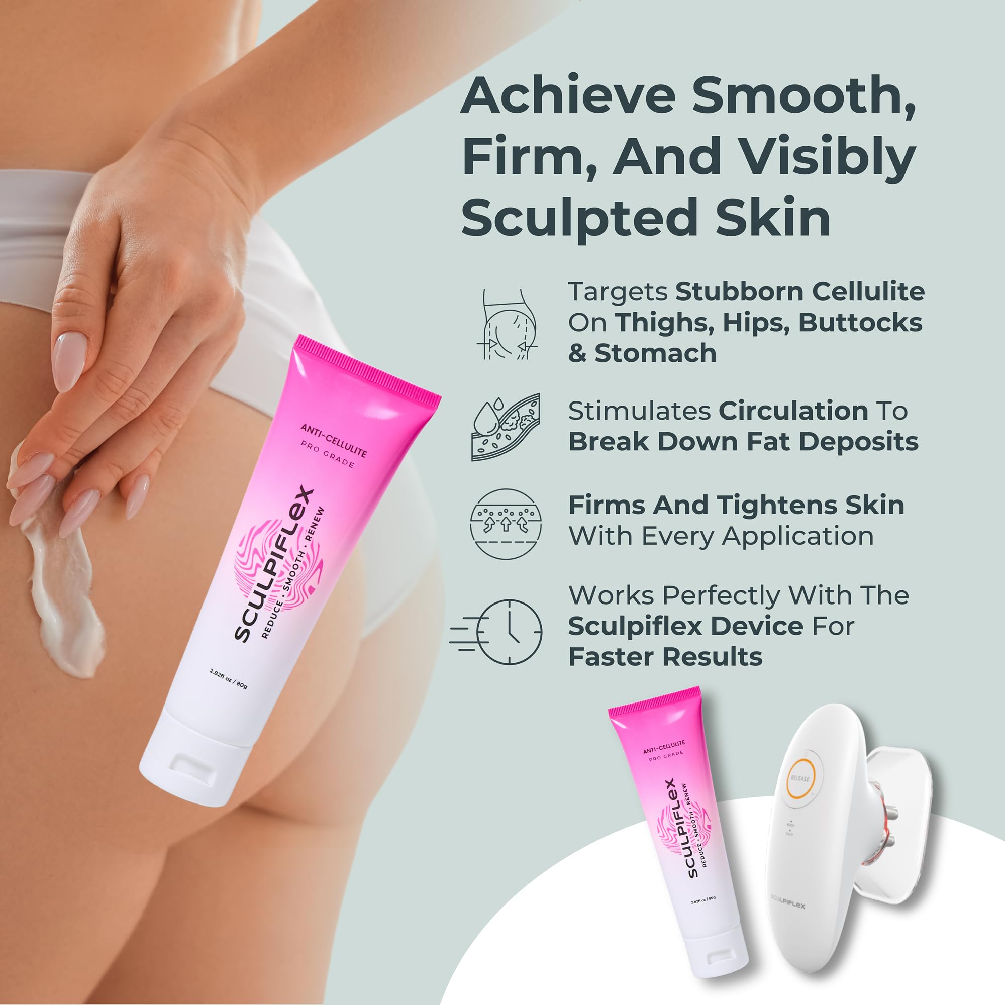 SCULPIFLEX Anticellulite – crème pour le ventre, peau plus uniforme.