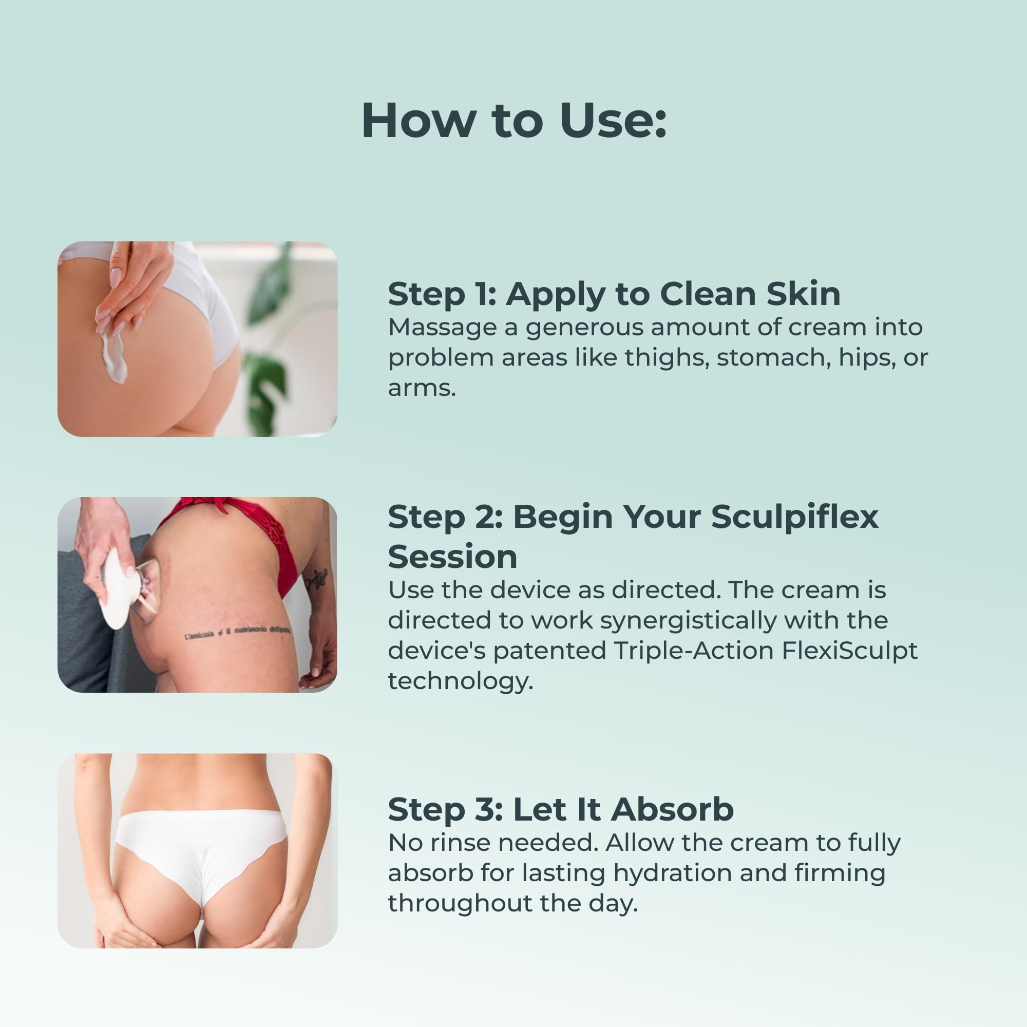 SCULPIFLEX Crème – massage ciblé pour une fermeté ressentie.