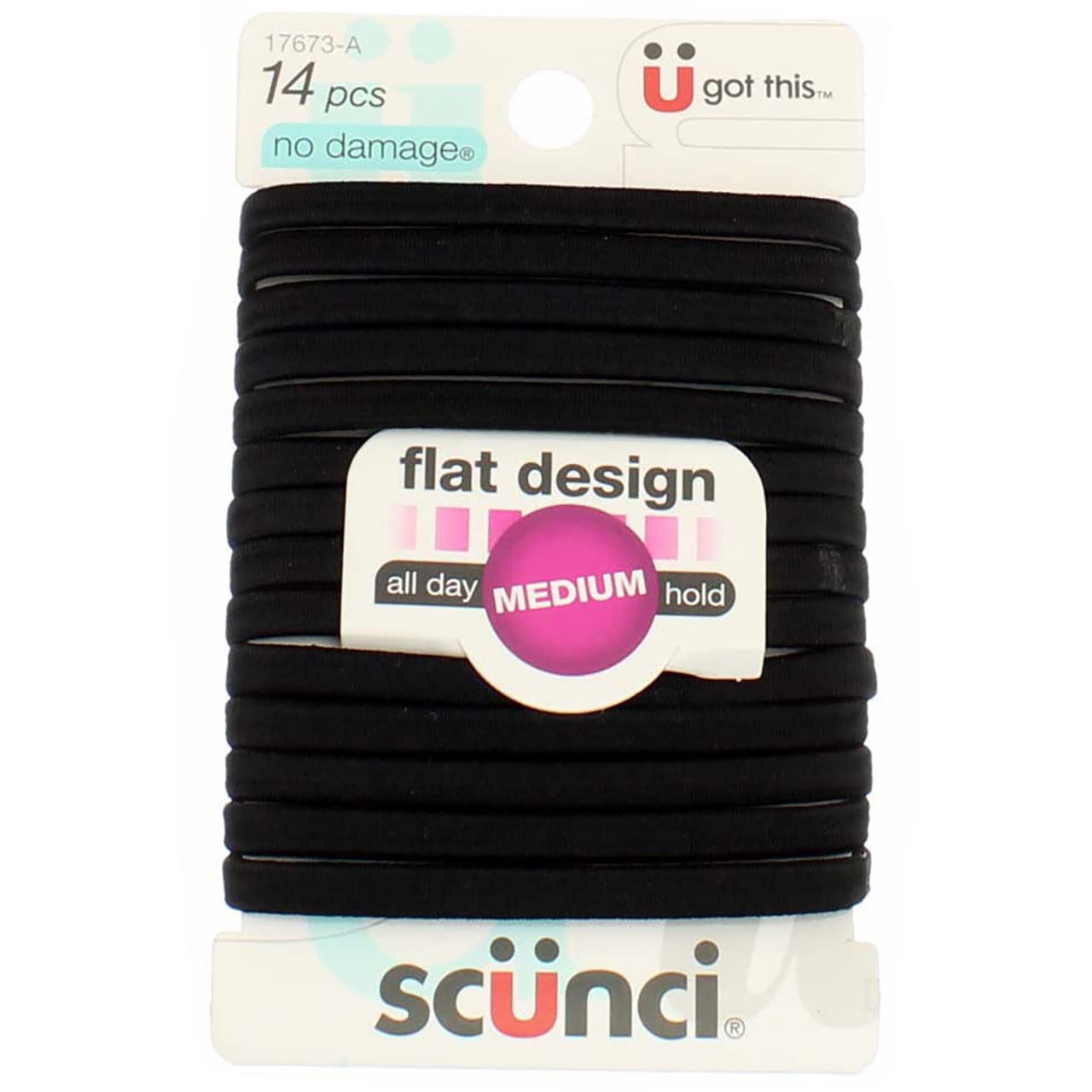 Scunci serre-cheveux design plat noir, maintien discret et confortable.