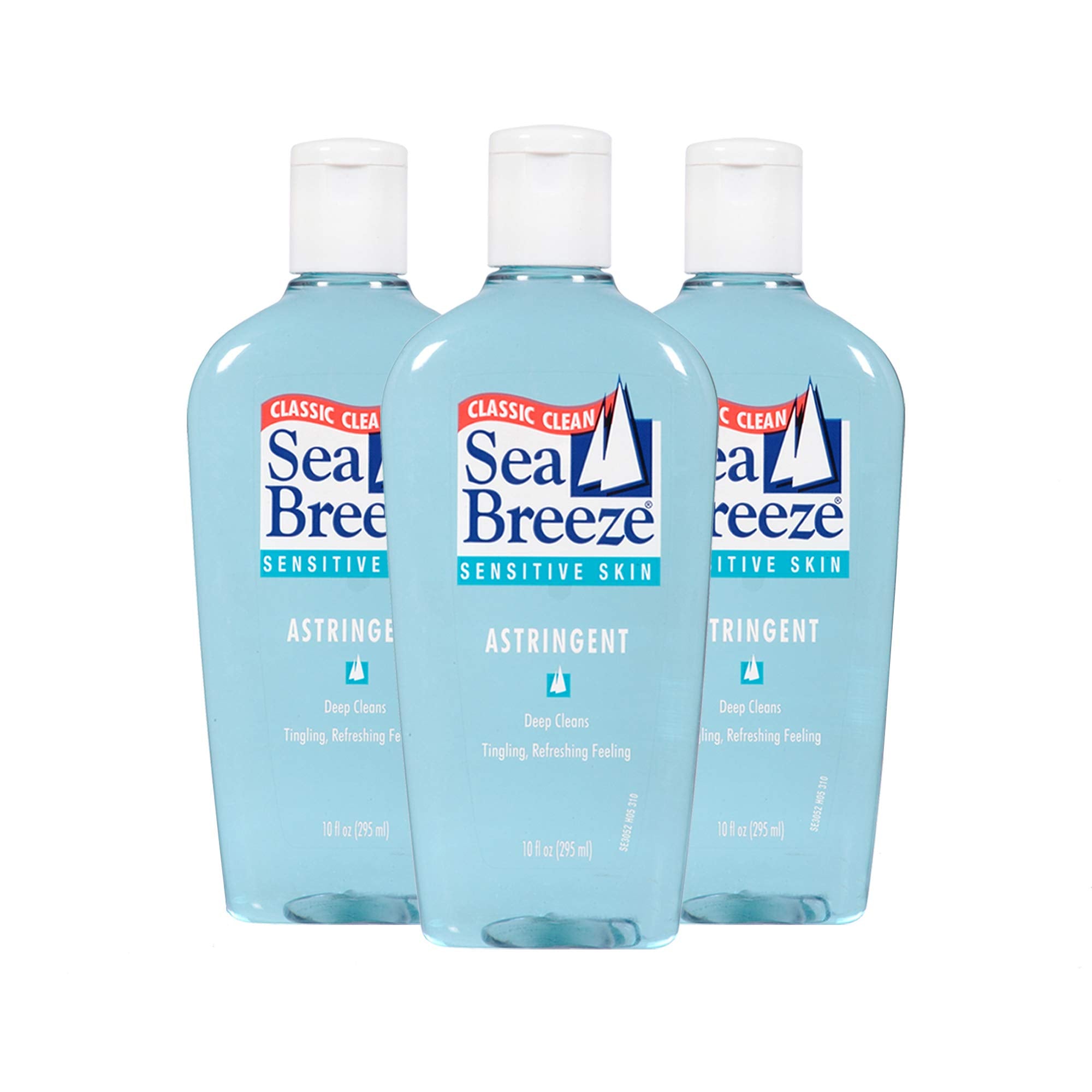Bouteille Seabreeze tonique visage sensible en gros plan, pour peau propre et fraîche.