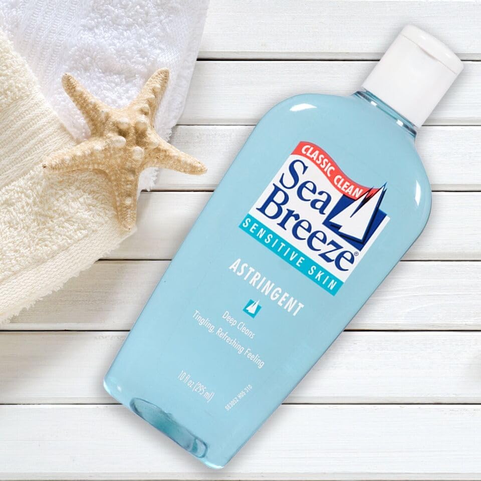 Seabreeze tonique peau sensible, résultat visage frais après usage.