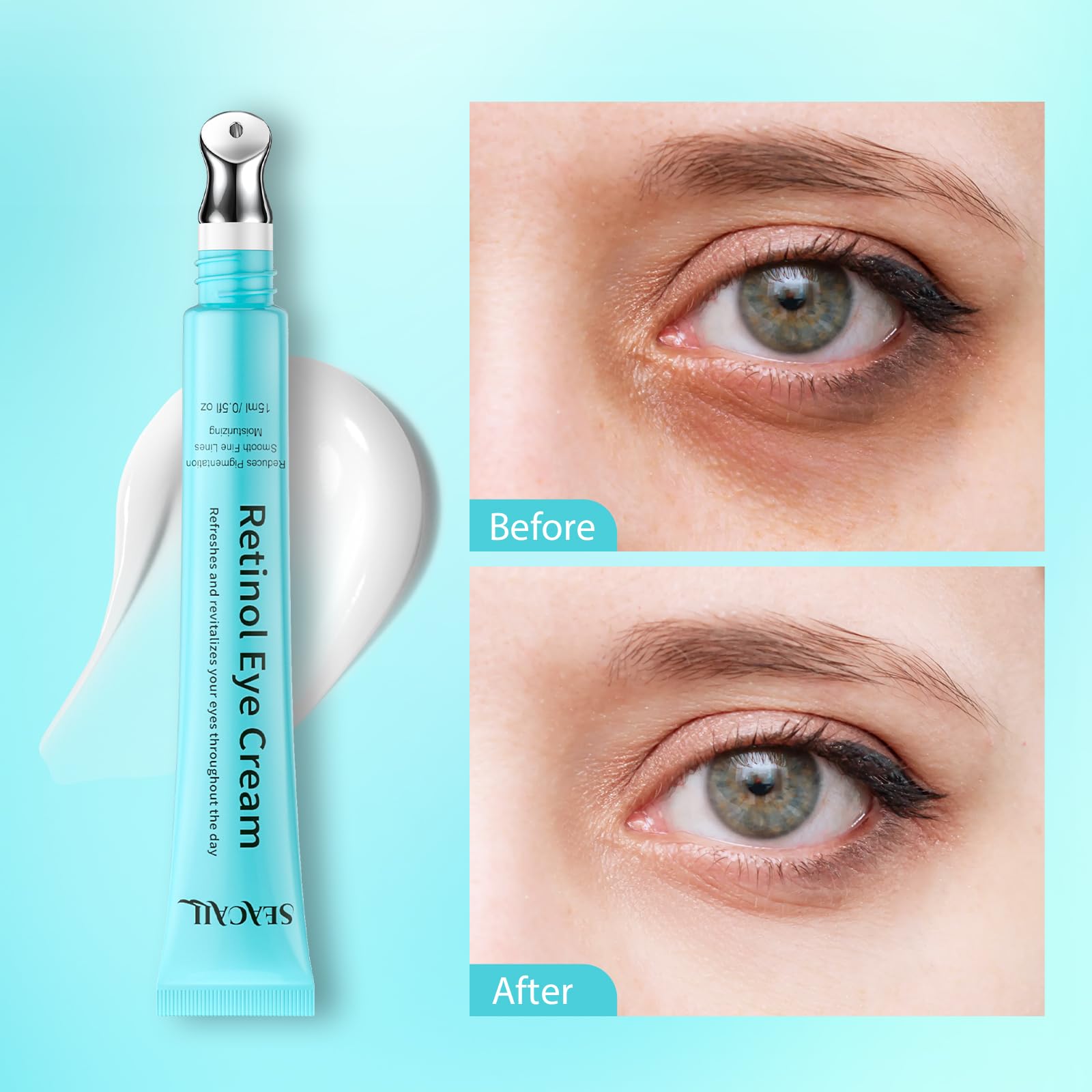 Seacall Crème Yeux Rétinol peau sensible: formule douce adaptée.