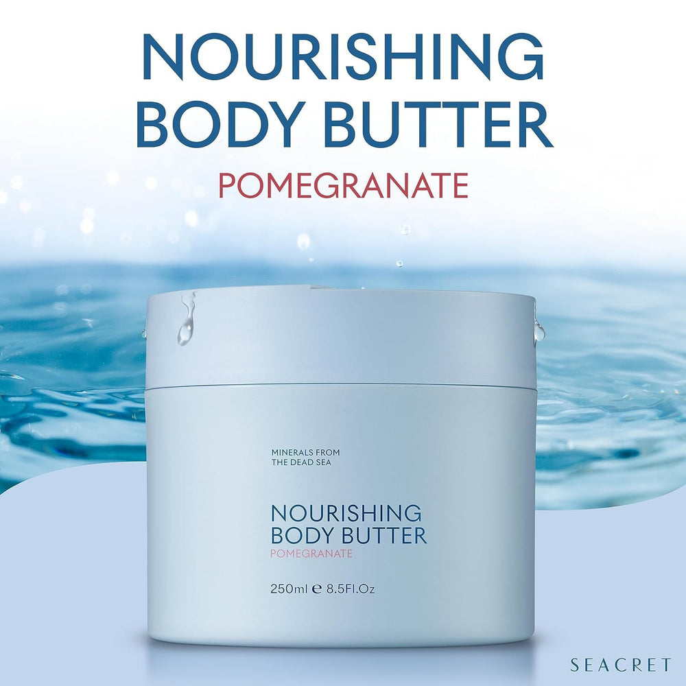 Peau douce et hydratée SEACRET Beurre-corps-minéraux-pomegranate après application.