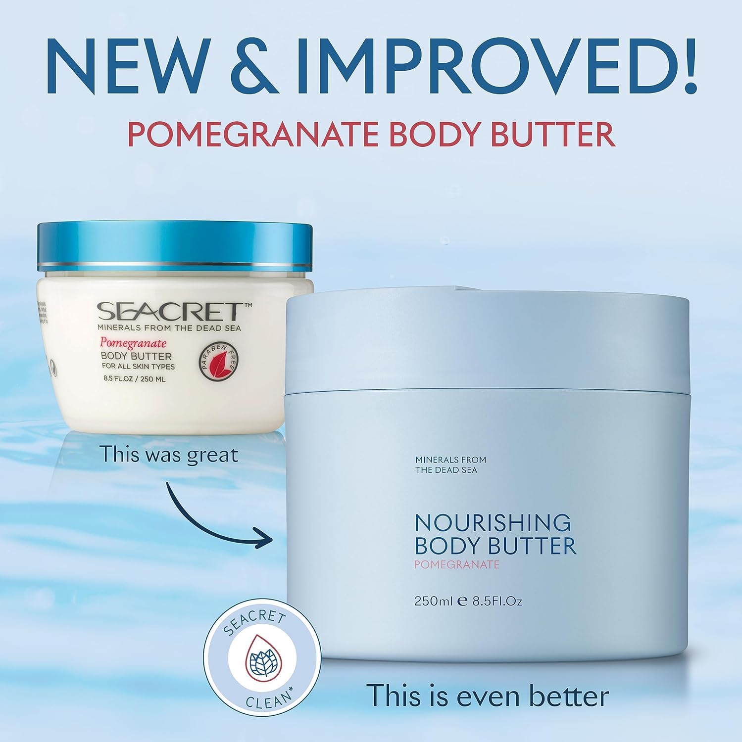 Pot SEACRET Beurre-corps-minéraux-pomegranate 241 ml, usage quotidien.