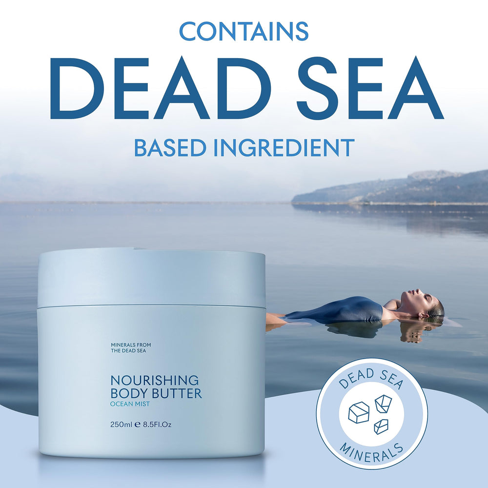 Ingrédients minéraux Mer Morte, enrichis pour la peau.