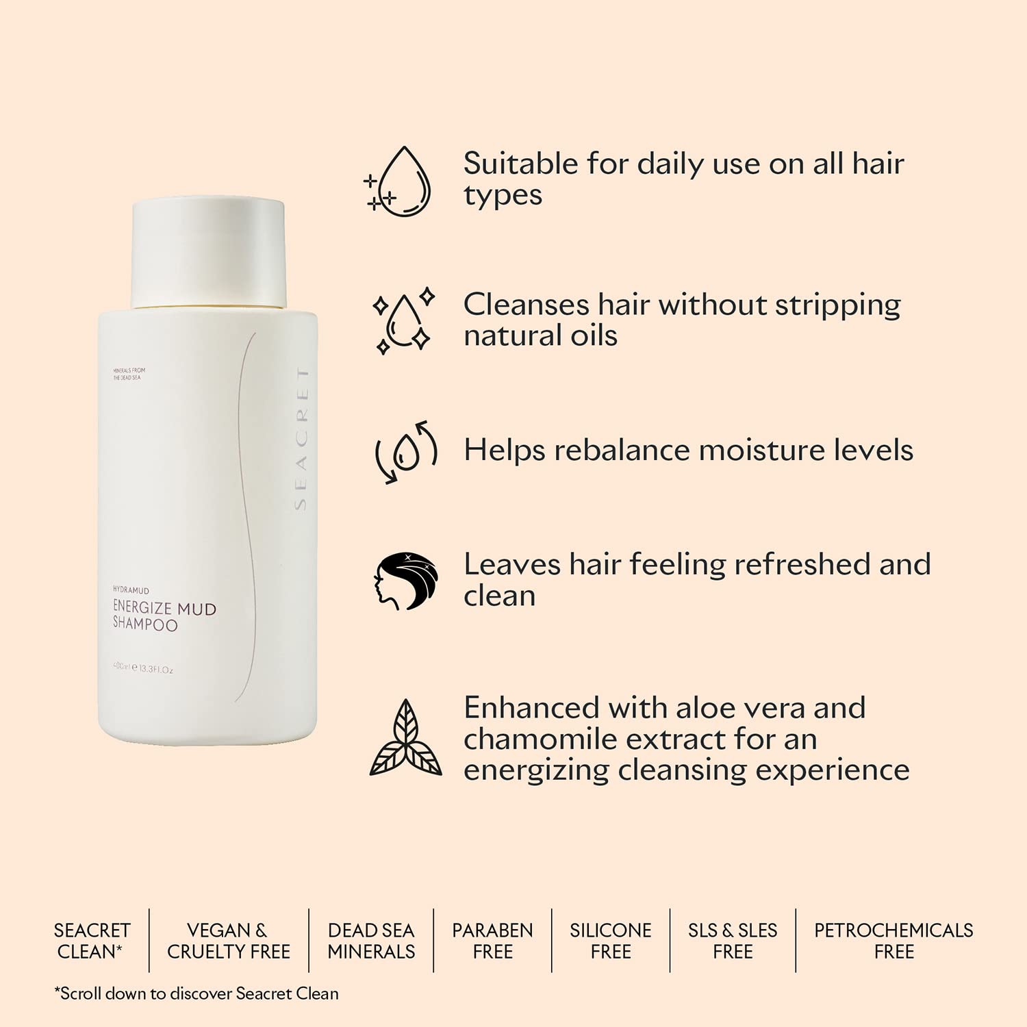 SEACRET Minéraux HydraMud Shampoing utilisation quotidienne facile