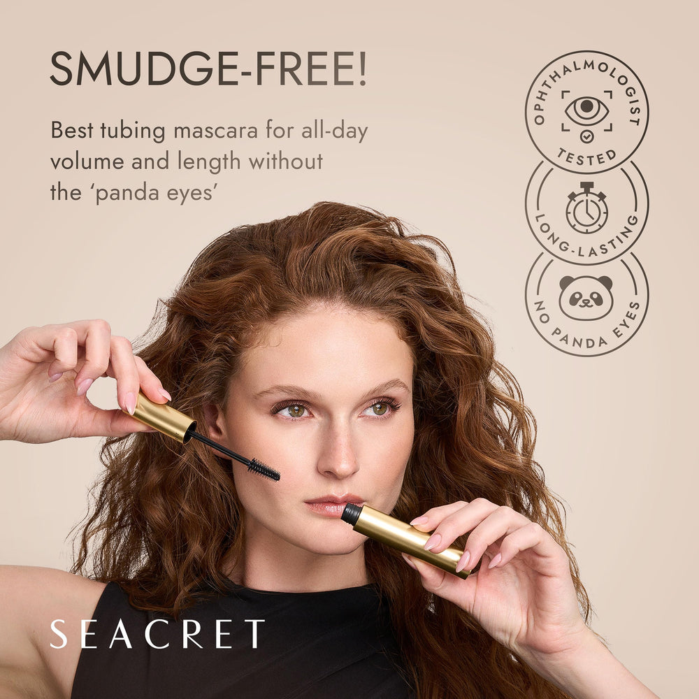 SEACRET Minéraux Mascara Tubant, brosse conique, offre une application précise et homogène.