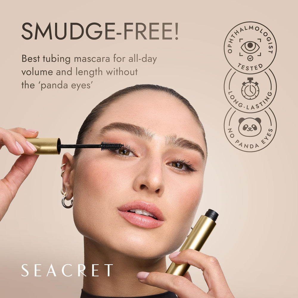 SEACRET Minéraux Mascara Tubant teinte noire pour un regard plus intense sans bavure.