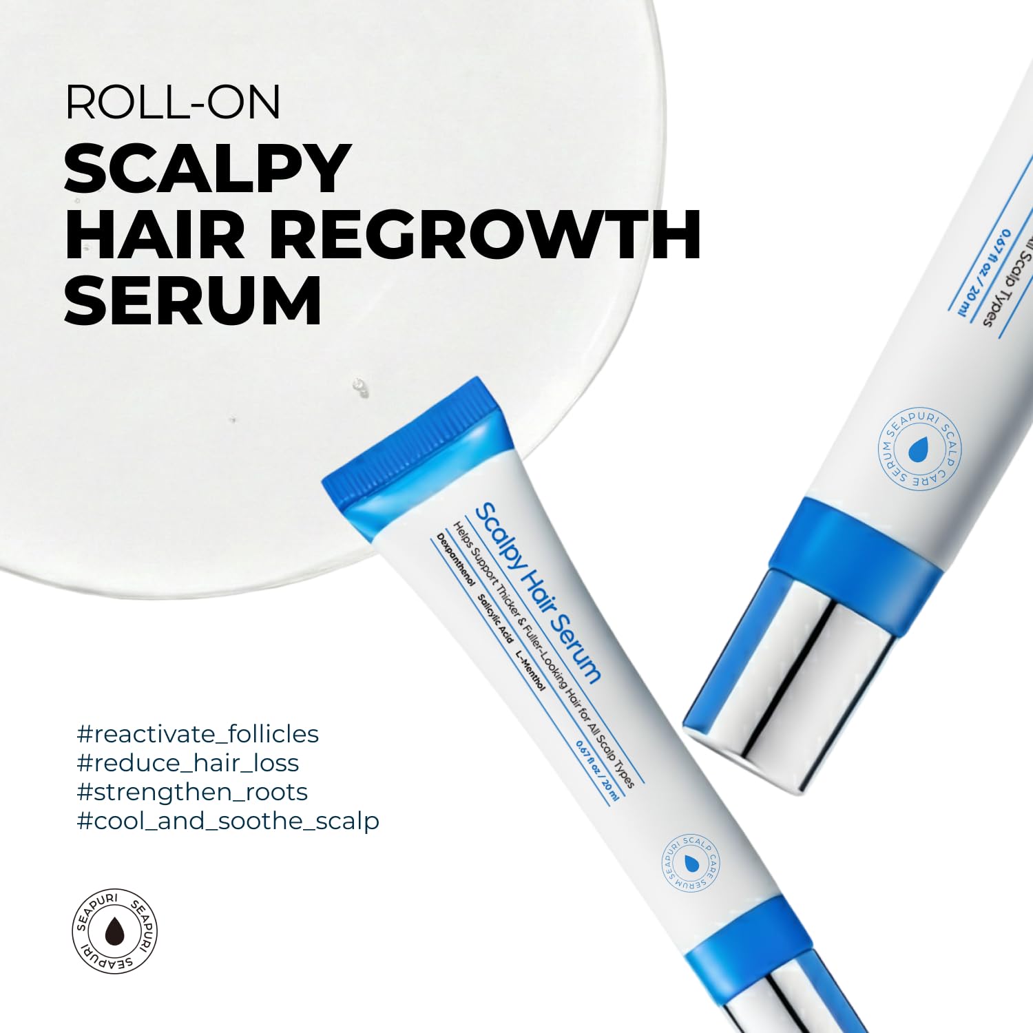 Applicateur triple roulette métallique appliquant le sérum sur les racines