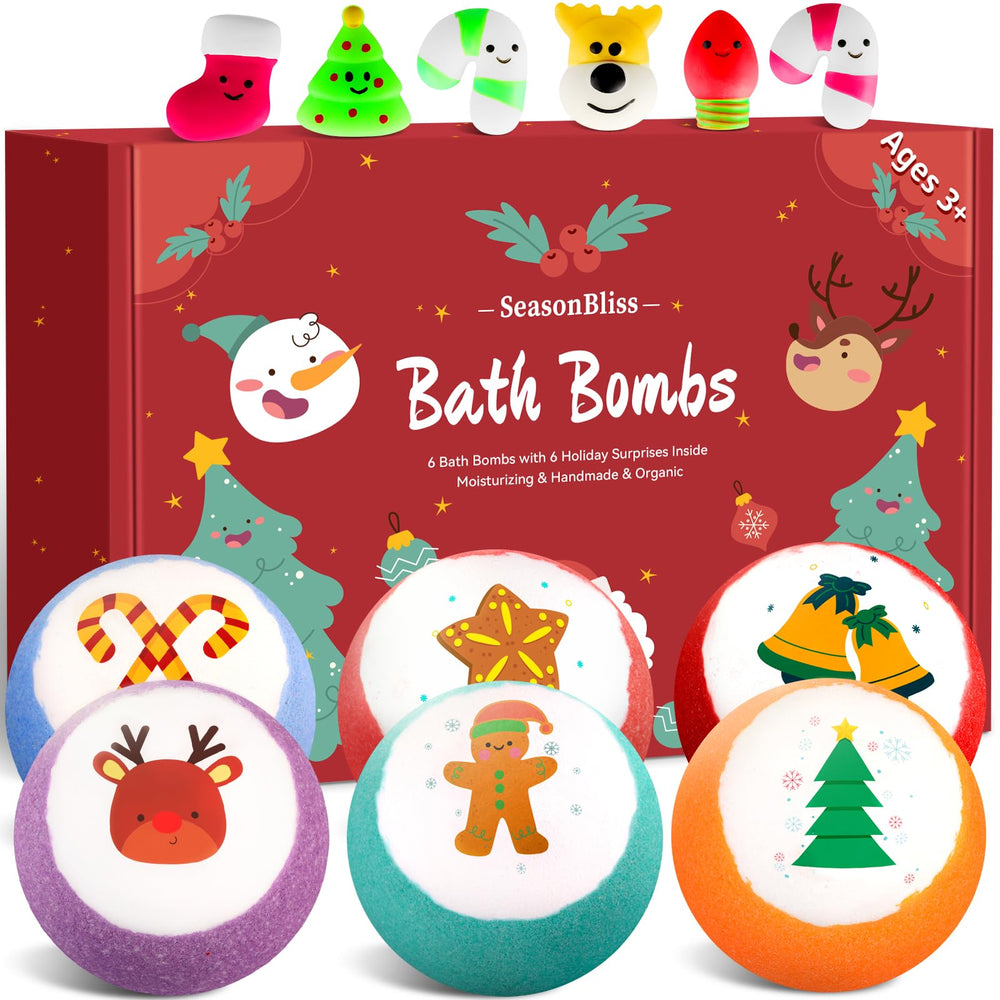 SeasonBliss bombes de bain Noël emballage festif, cadeau idéal pour enfants.