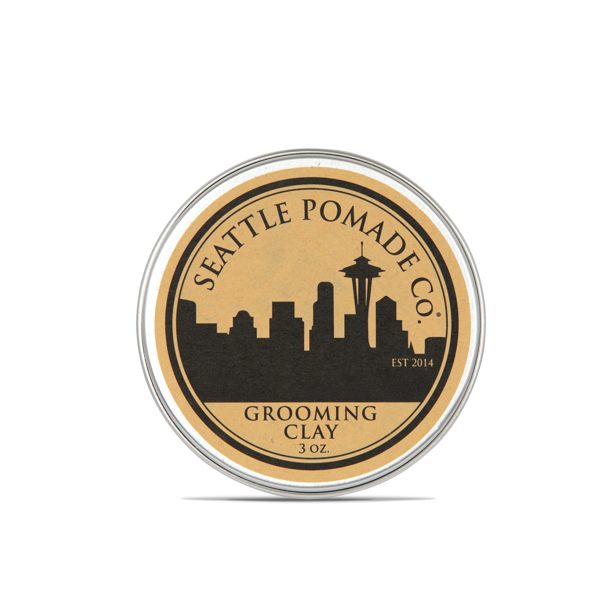Seattle Pomade Co. Grooming Clay emballage reflétant l’authenticité artisanale et la traçabilité des ingrédients.