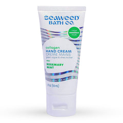 Crème mains Seaweed Bath Co. collagène et romarin, hydratation nourrissante.