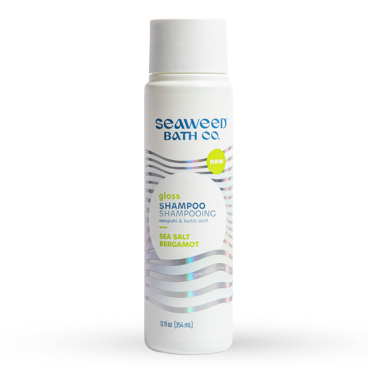 Seaweed Bath Co. Gloss Shampoo flacon verséur, distribution homogène et hydratation douce.