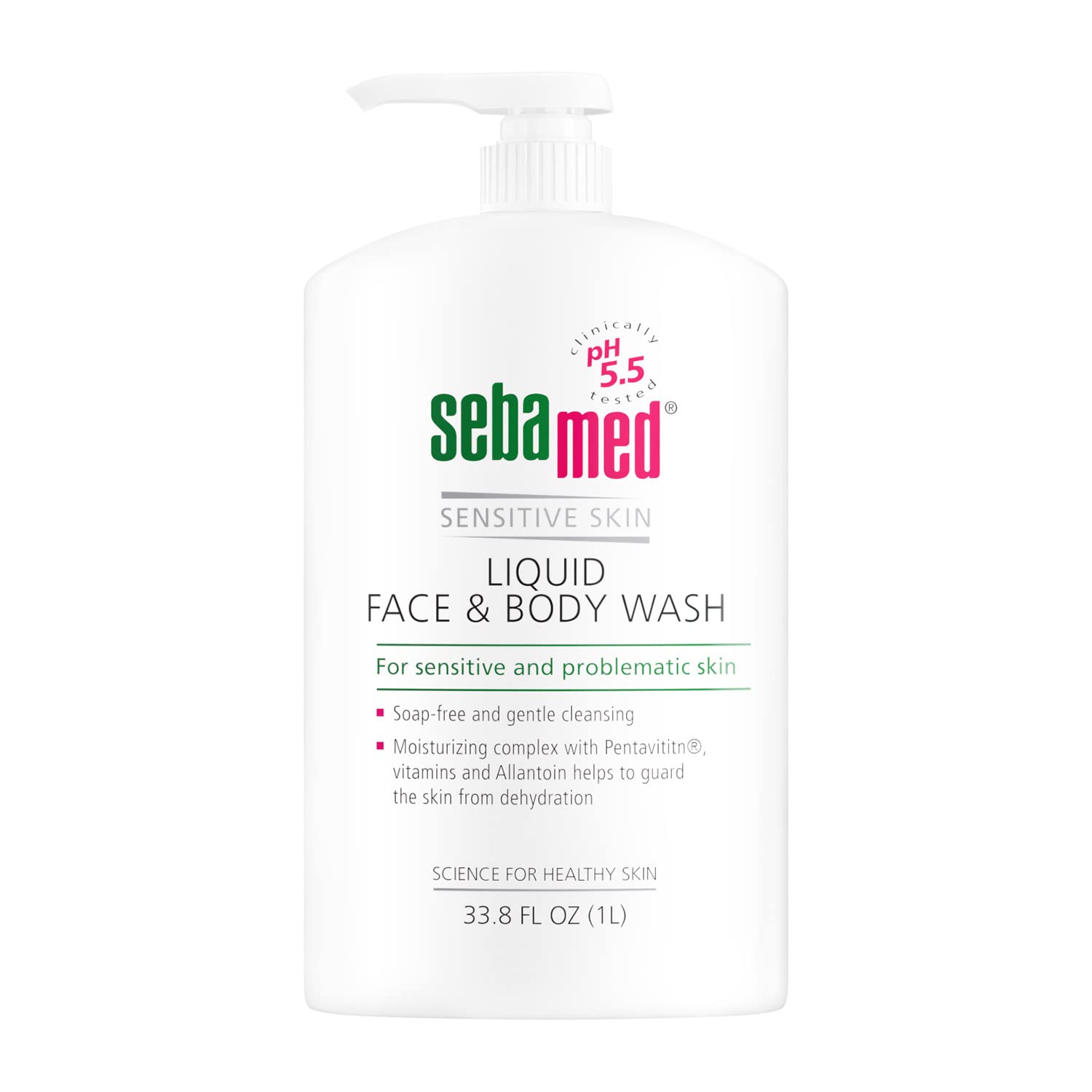 SEBAMED bouteille 1 L, gel douche doux pour peau sensible et hydratation.