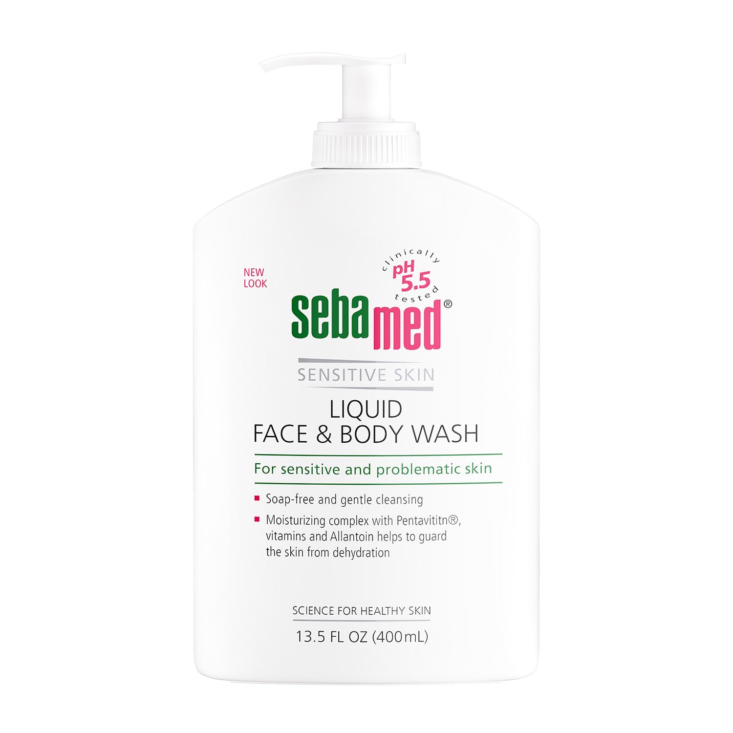 SEBAMED bouteille-lavage-visage-corps-pompe, nettoyage doux pour peaux sensibles.