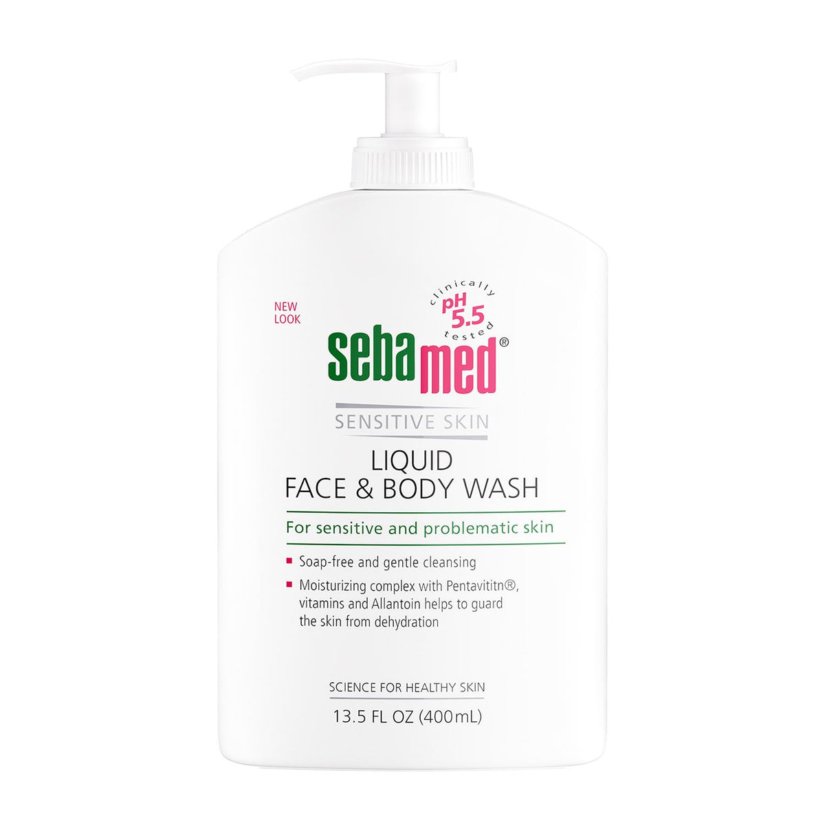 SEBAMED bouteille-lavage-visage-corps-pompe, nettoyage doux pour peaux sensibles.