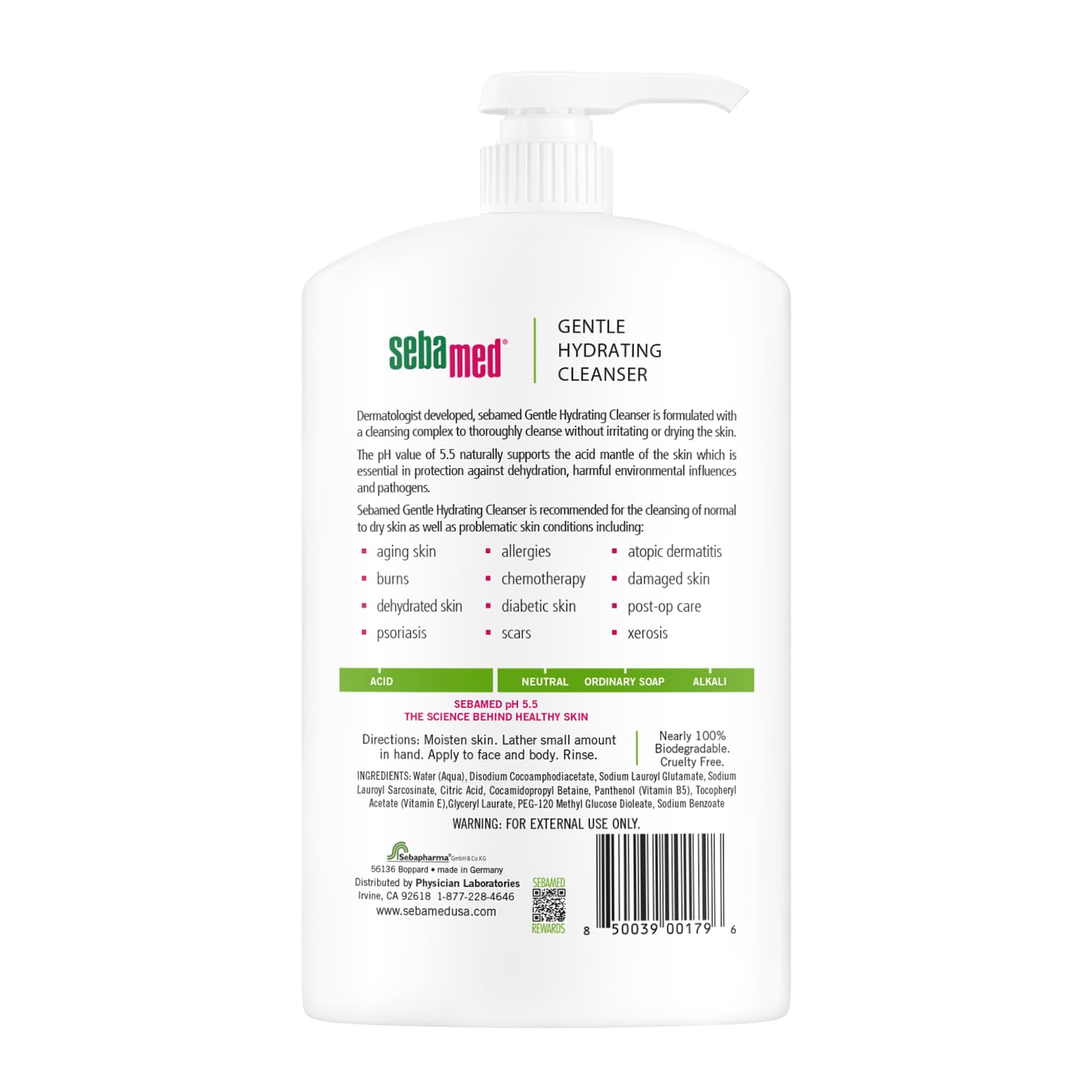 SEBAMED Etiquette sans parfum, image produit épuré pour routine visage.
