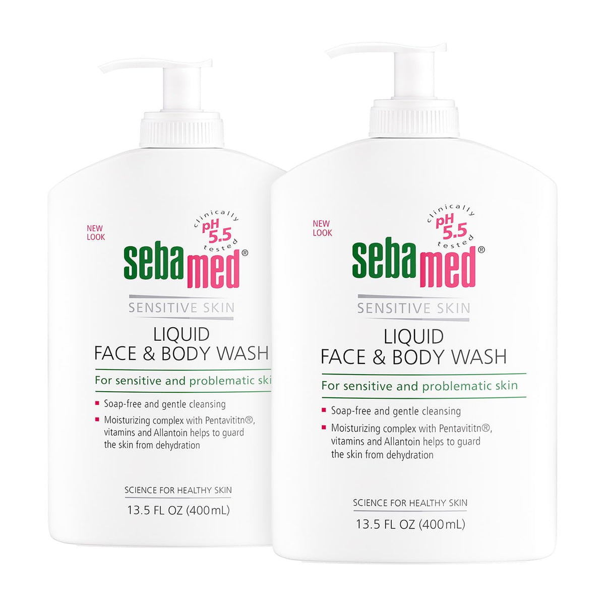 SEBAMED gel douche visage et corps avec pompe, lot de 2, pratique et hydratant