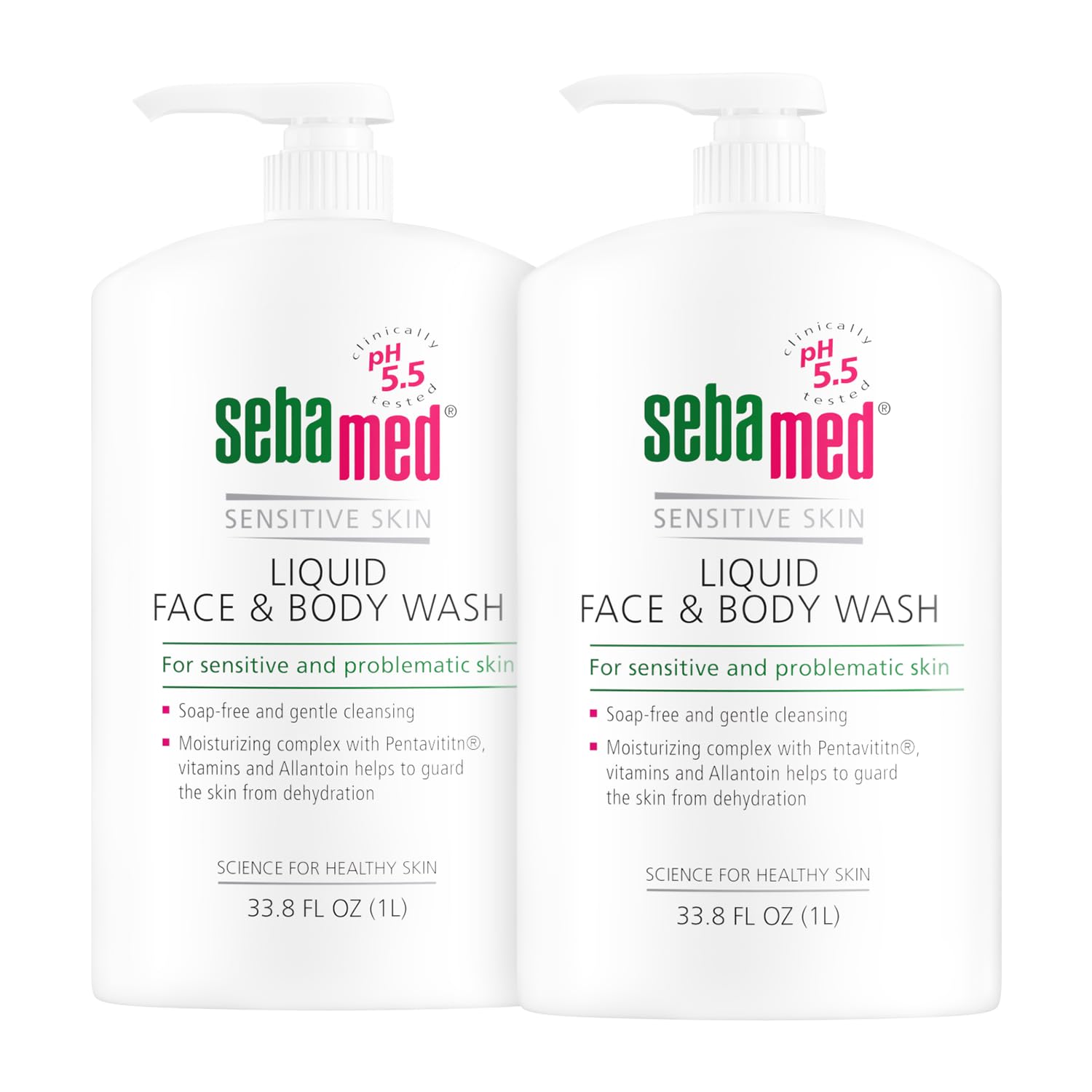 Lavage visage et corps SEBAMED avec pompe, douceur pour peau sensible.