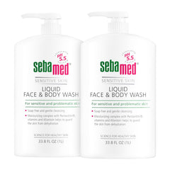 Lavage visage et corps SEBAMED avec pompe, douceur pour peau sensible.