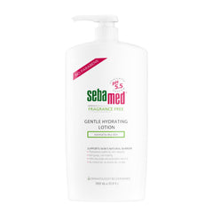 Lotion SEBAMED sans parfum dans une bouteille de 1 L, hydratation douce pour peau sensible.