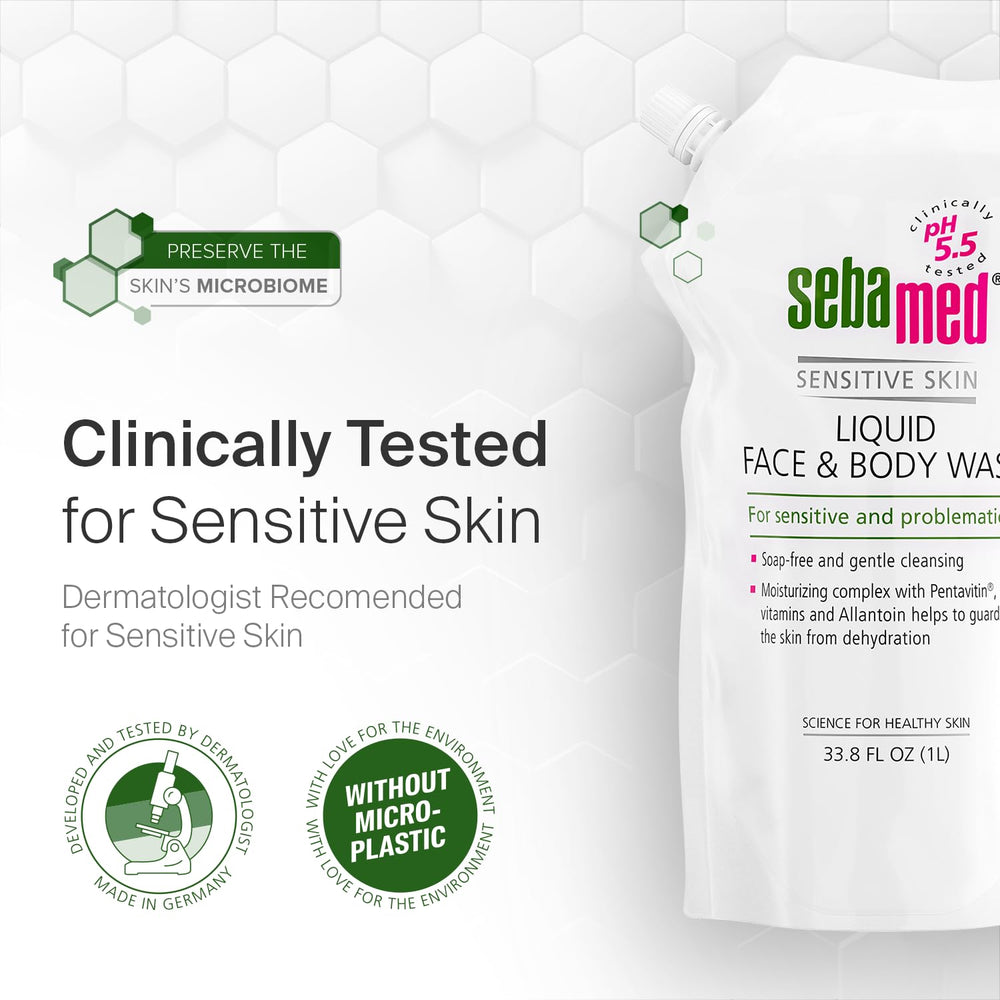 SEBAMED sans parabènes et parfum léger, idéal pour peaux sensibles.