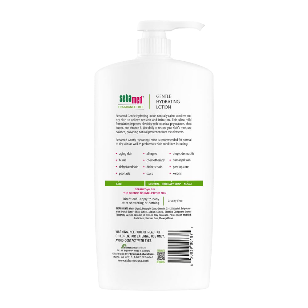 Texture crème hydratante SEBAMED, modèle de texture légère prête à l’emploi.
