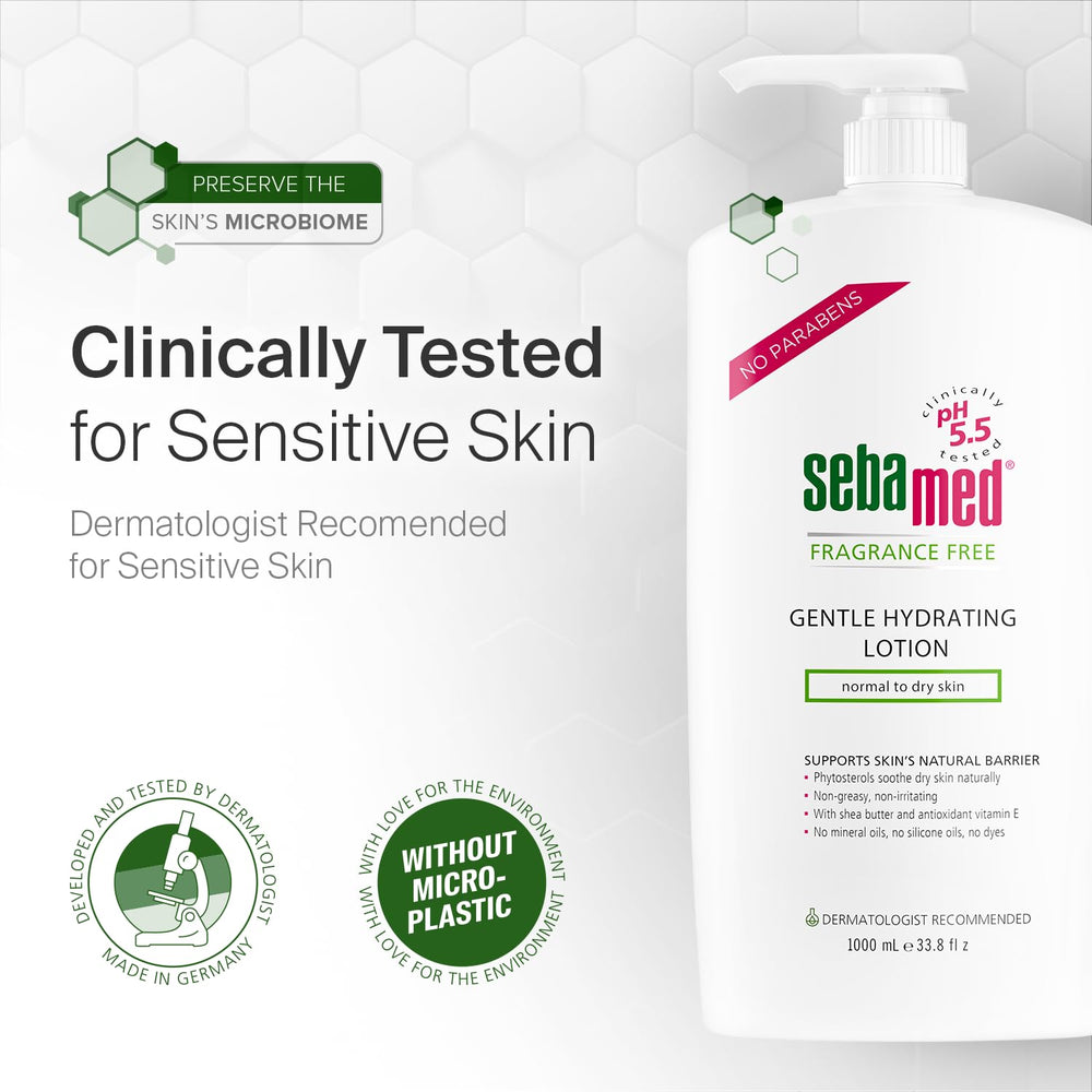 Utilisation quotidienne avec SEBAMED pour peau normale à sèche sensible.