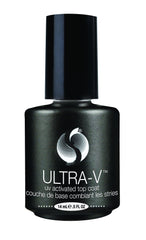 Application du Seche Ultra-V Top Coat sur ongle, fini lisse et durcissement rapide.