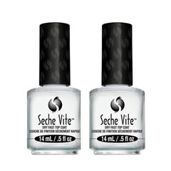 Bouteille Seche Vite Top Coat en cours d'application rapide sur ongles.