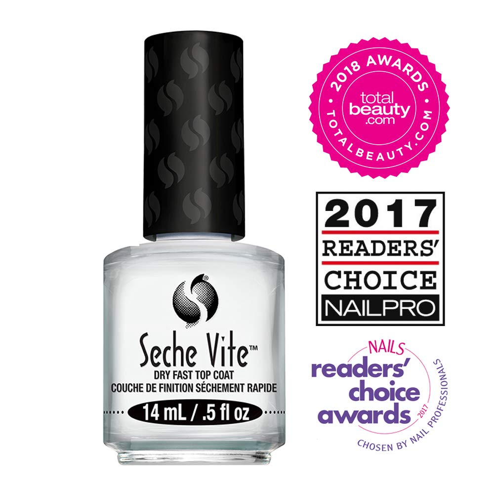 Finition brillante extra de Seche Vite sur vernis brillant.