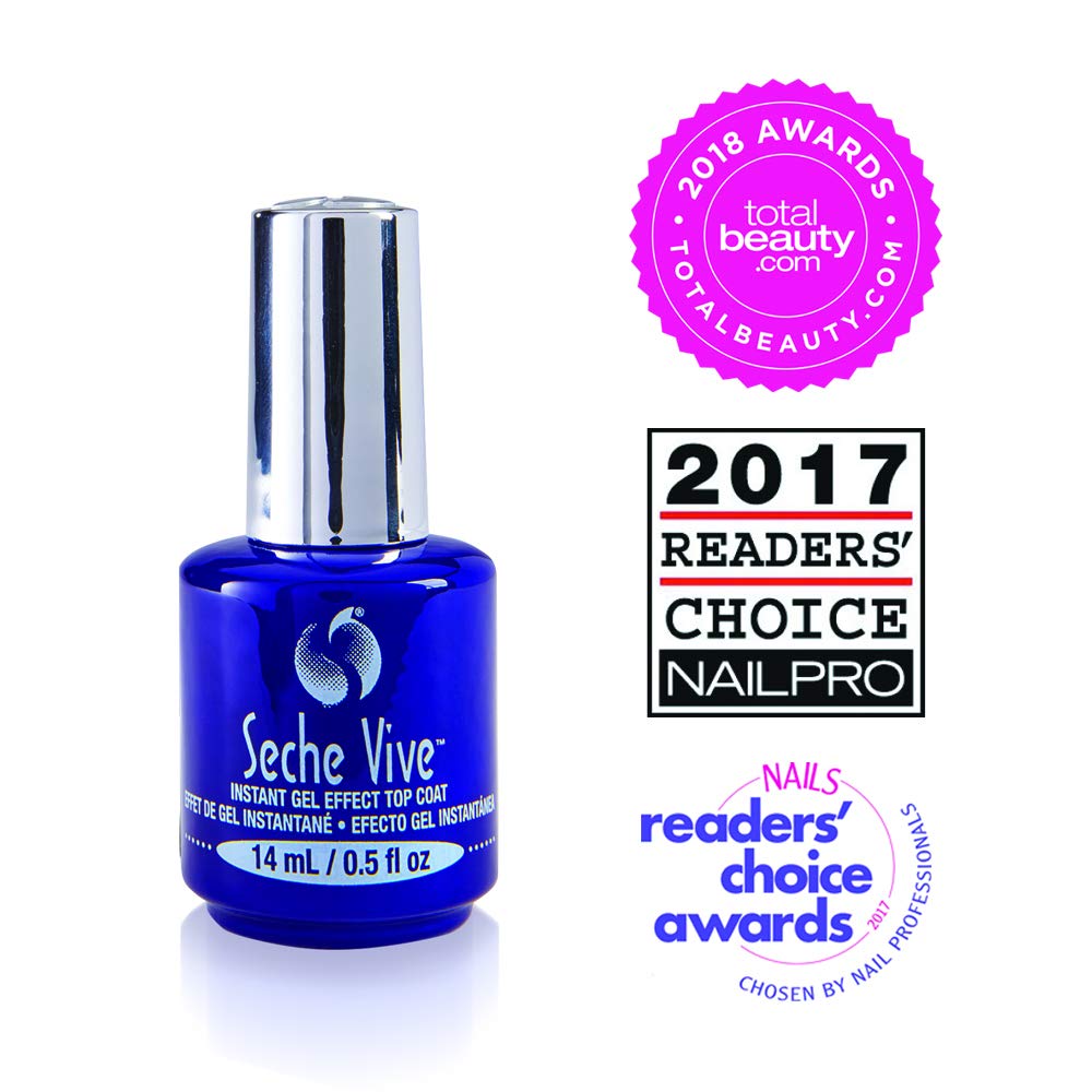 Seche Vive Gel Effect Top Coat pinceau, application rapide et uniforme