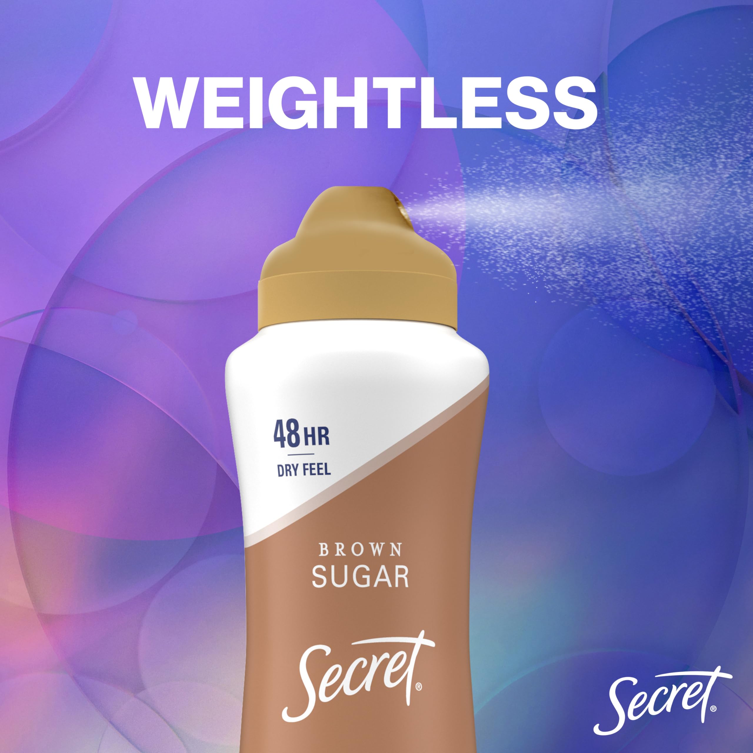Secret déodorant aérosol sec – parfum sucre brun pour une sensation agréable.