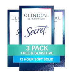 Secret antiperspirant clinical-strength bouteille en gros plan, démontrant la protection possible.