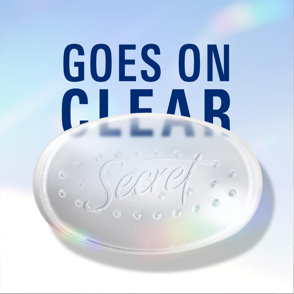 Secret antiperspirant clinique, sans traces sur peau et vêtements.