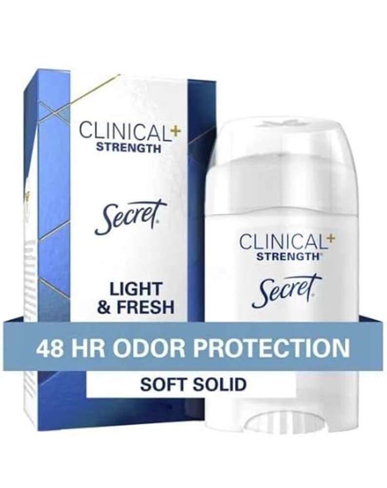Secret Clinical Strength underarm protection during workouts.