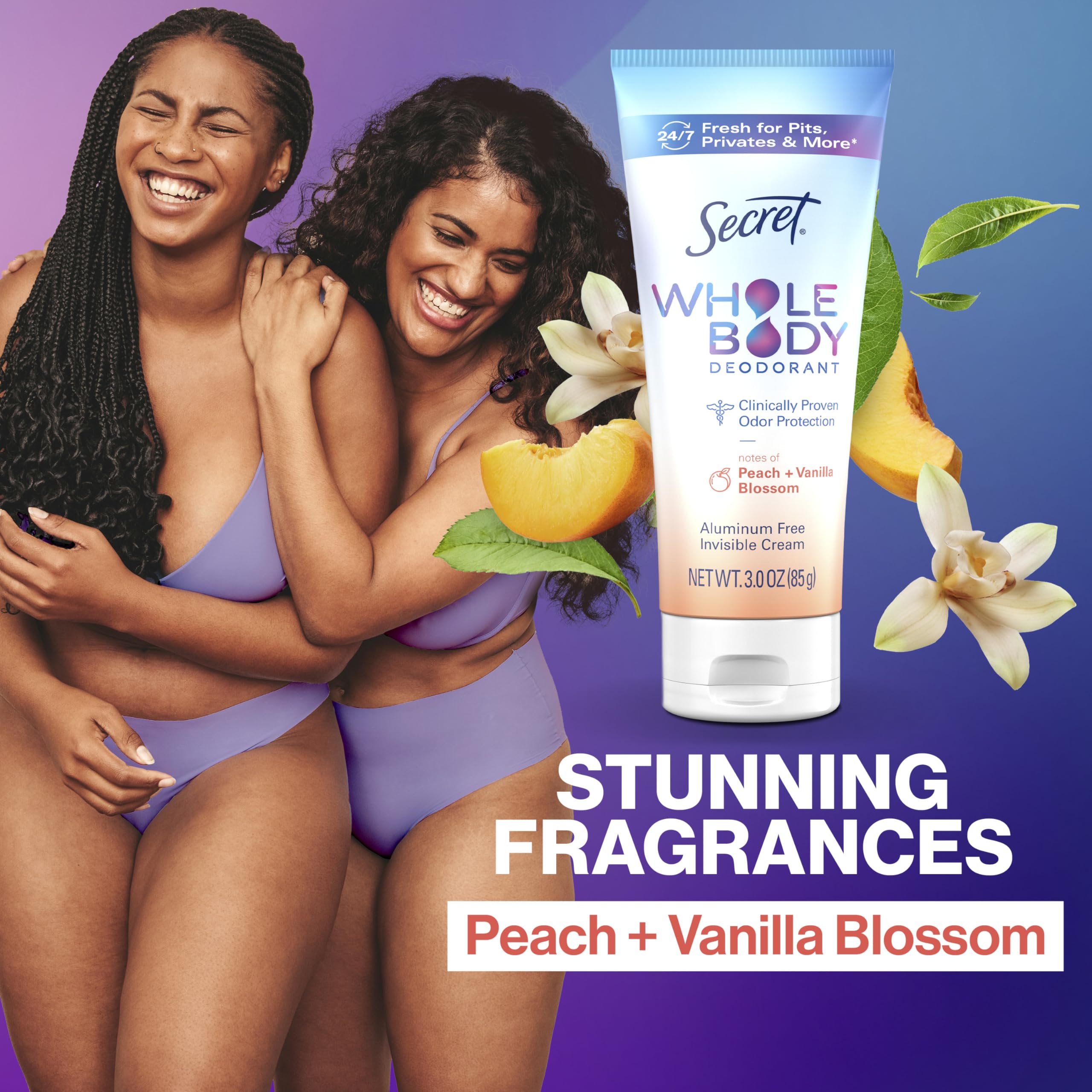 Secret Crème Corps sur les pieds, sensation de fraîcheur tout au long de la journée.