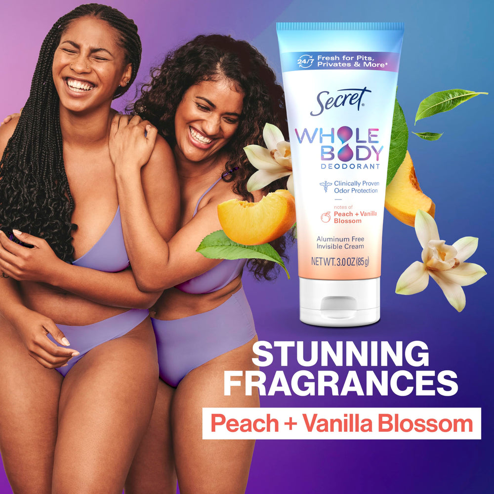 Secret Crème Corps sur les pieds, sensation de fraîcheur tout au long de la journée.