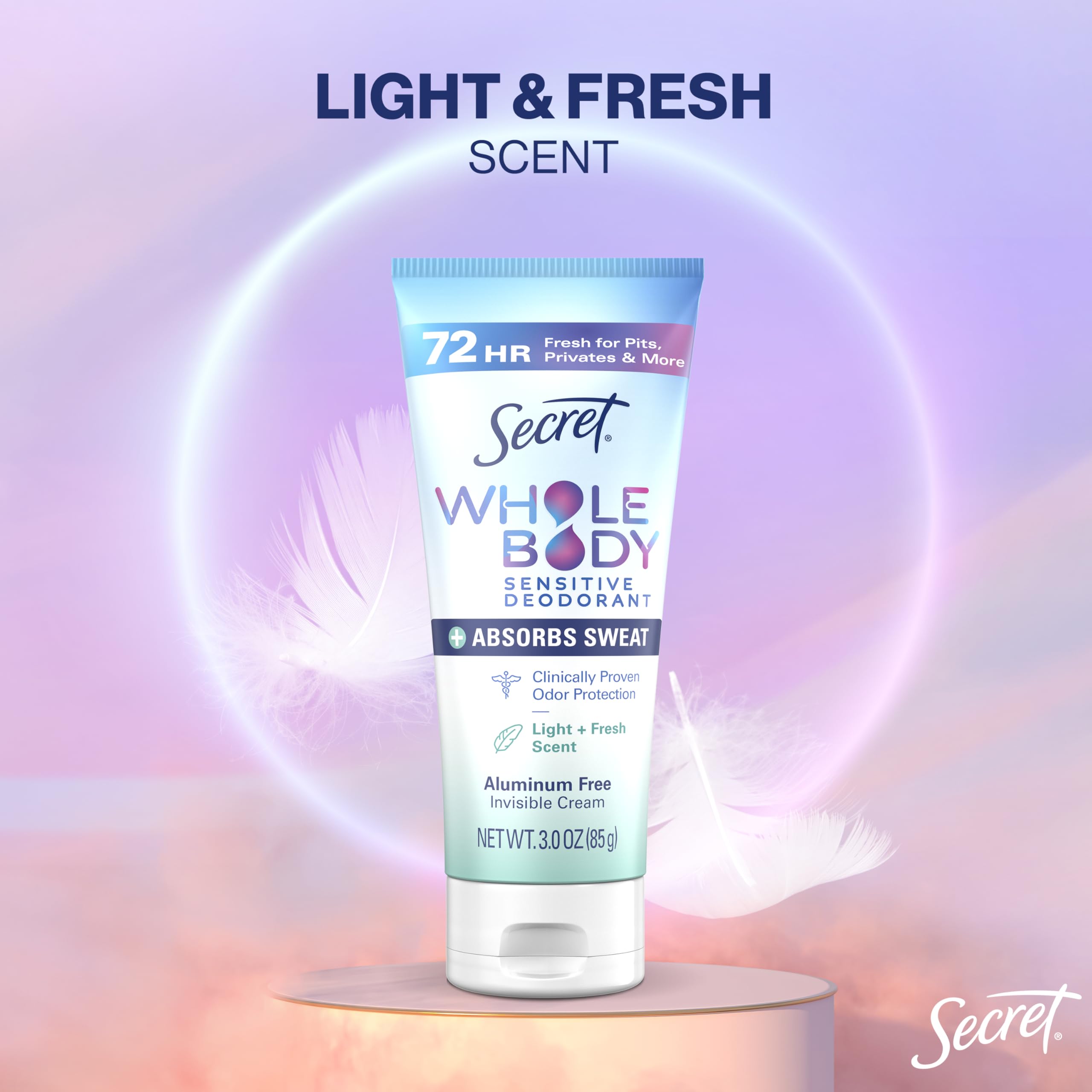 Secret crème déodorante sèche anti-frottement, protège contre les frottements.