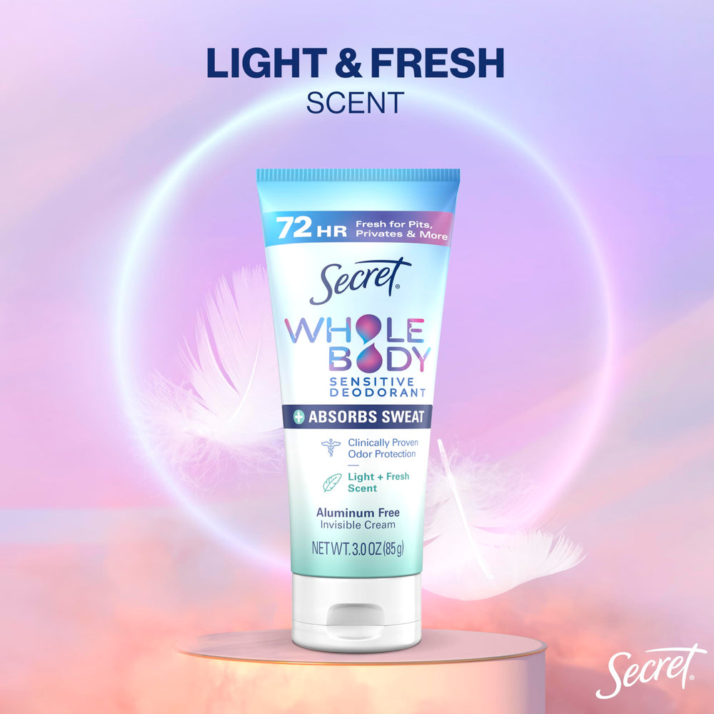 Secret crème déodorante sèche anti-frottement, protège contre les frottements.