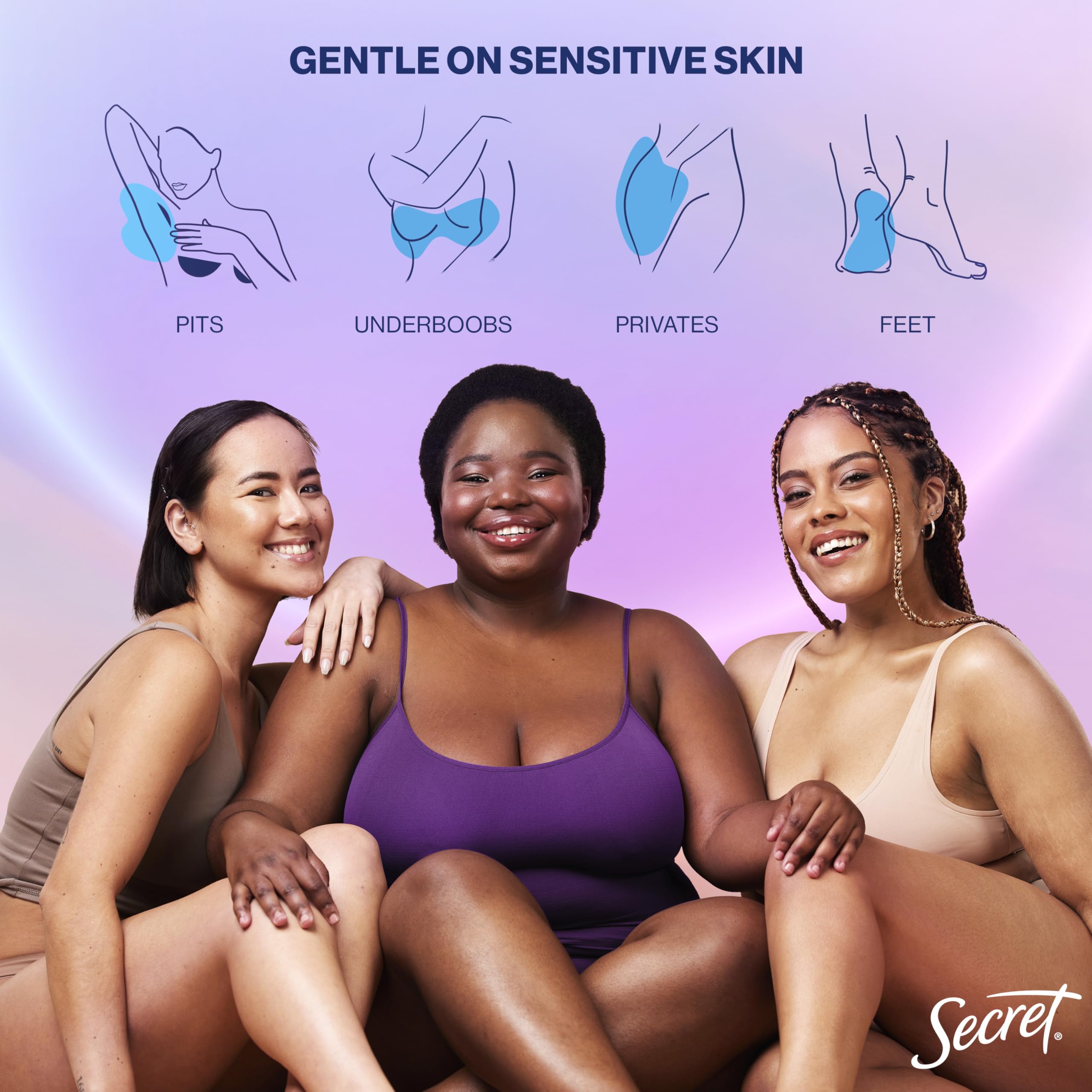Secret crème déodorante sèche sans aluminium, formule peau respectueuse et efficace.