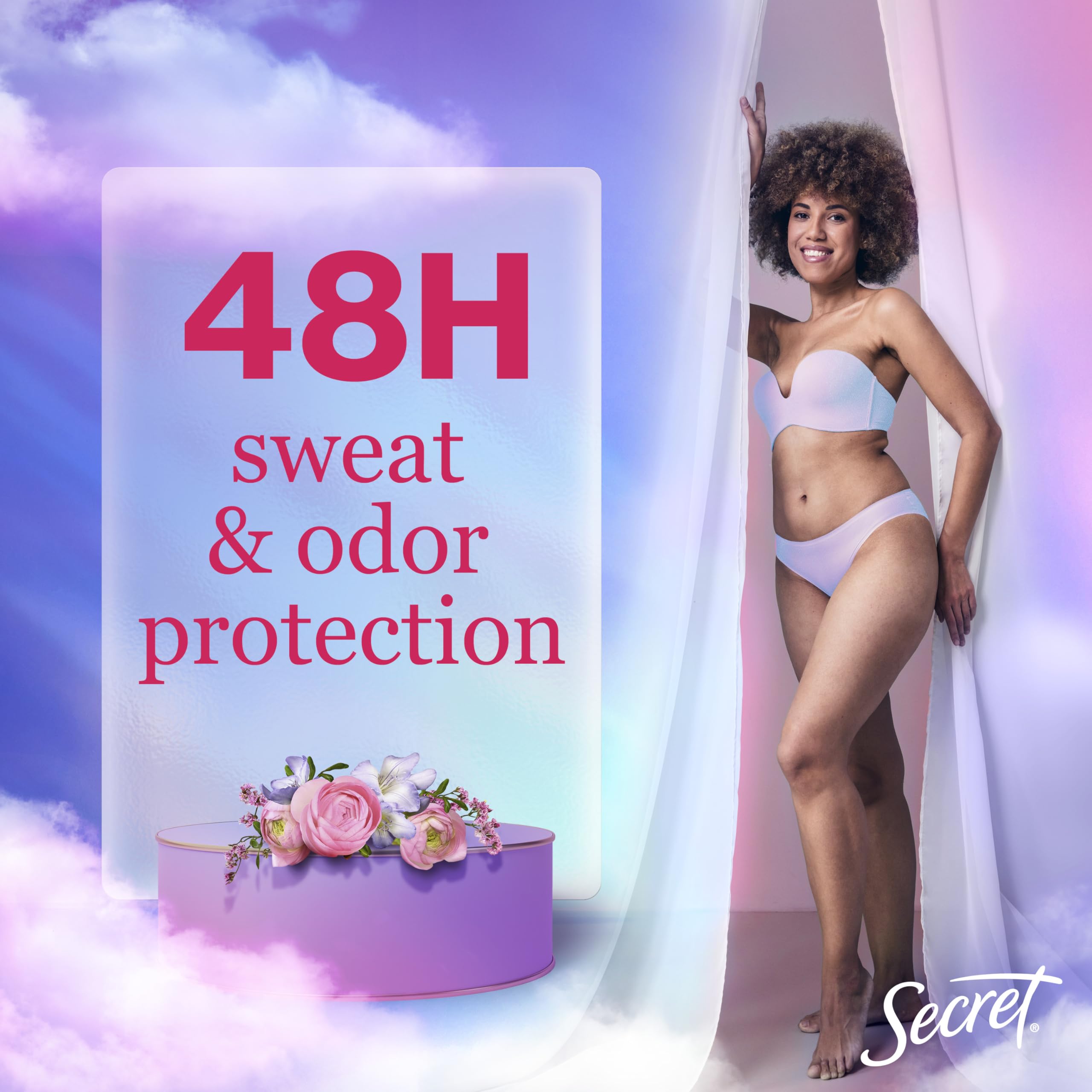 Parfum Rose Sauvage et huile argan sur Secret aerosol sec.