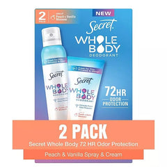 SECRET déodorant corps duo, pack duo pratique pour deux usages.