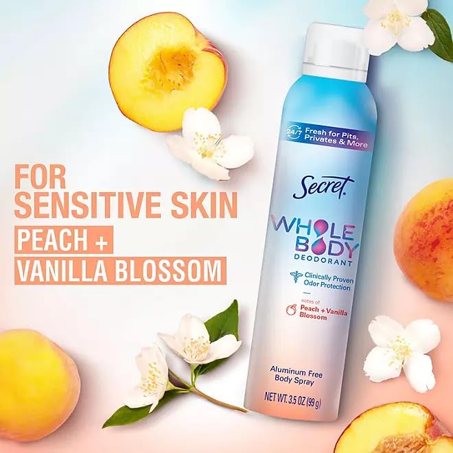 SECRET déodorant corps, formule douce respectueuse de la peau.