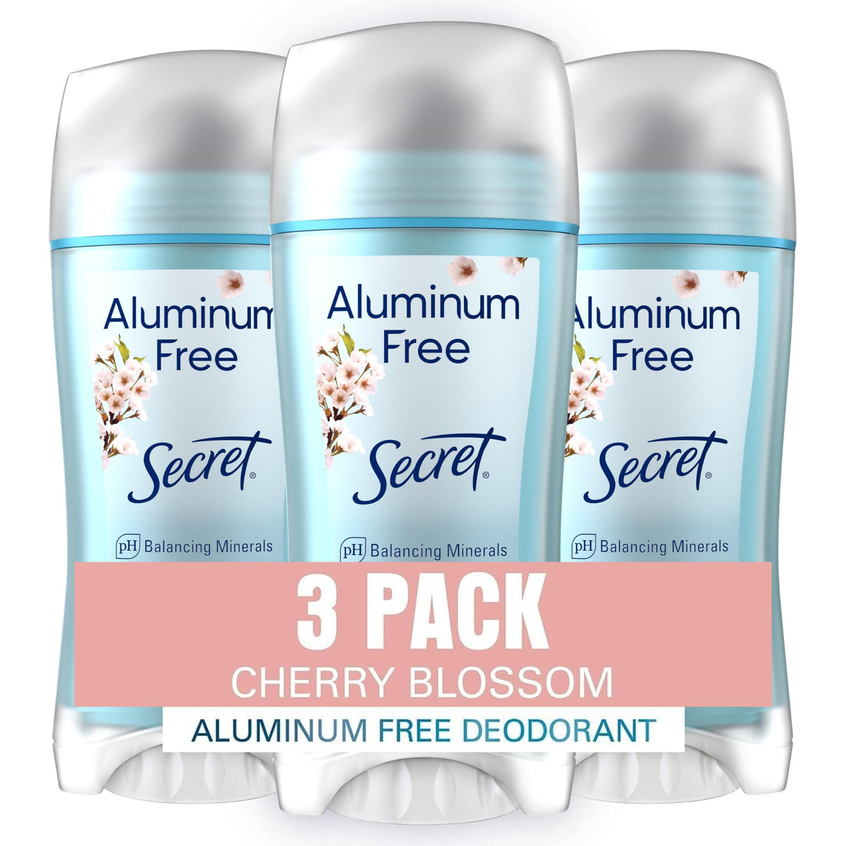Secret déodorant sans aluminium, flacon cerisier et parfum floral.