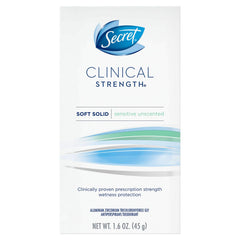 Secret Déodorant Clinique Fort Solide Doux Sans Parfum — bouteille, protection durable pour aisselles sensibles.