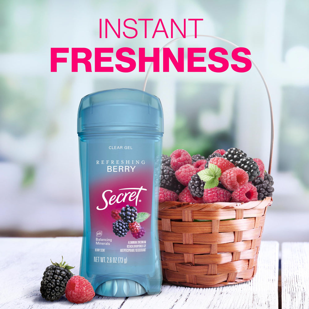 Secret Fresh déodorant, minéraux équilibrants le pH pour une sensation durable.